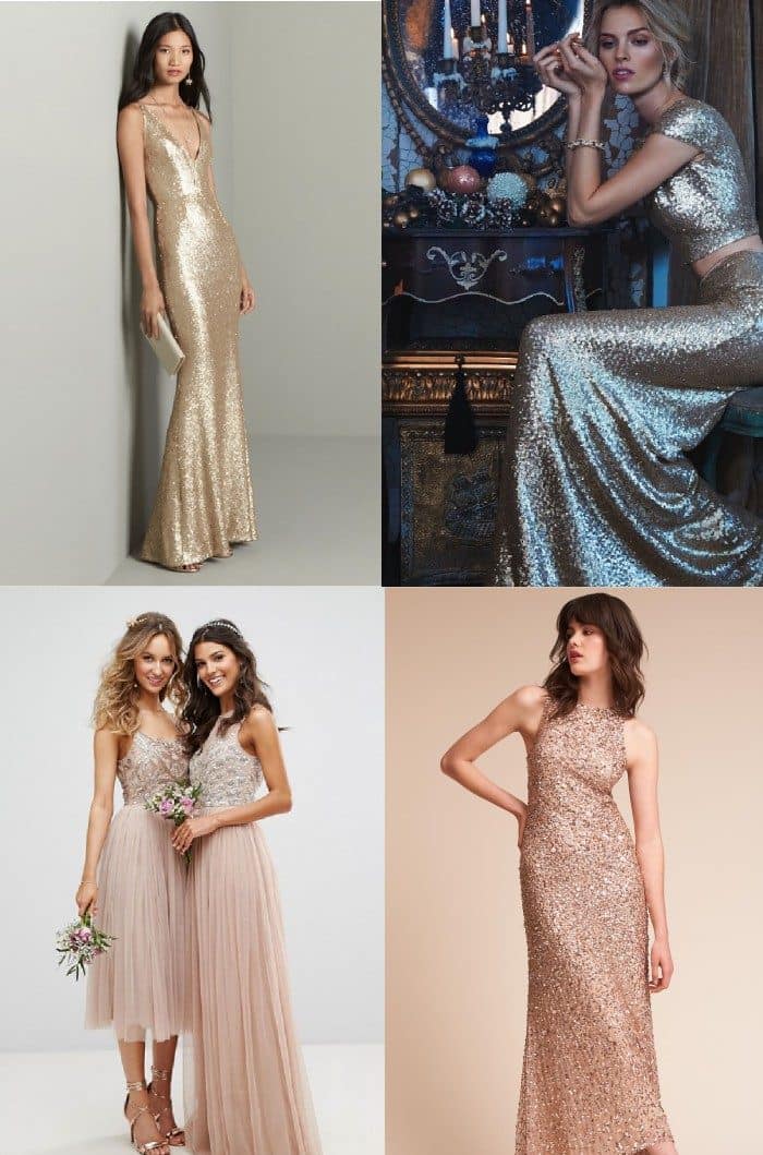 taupe sequin bridesmaid dresses