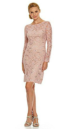 pink long sleeve sequin dress