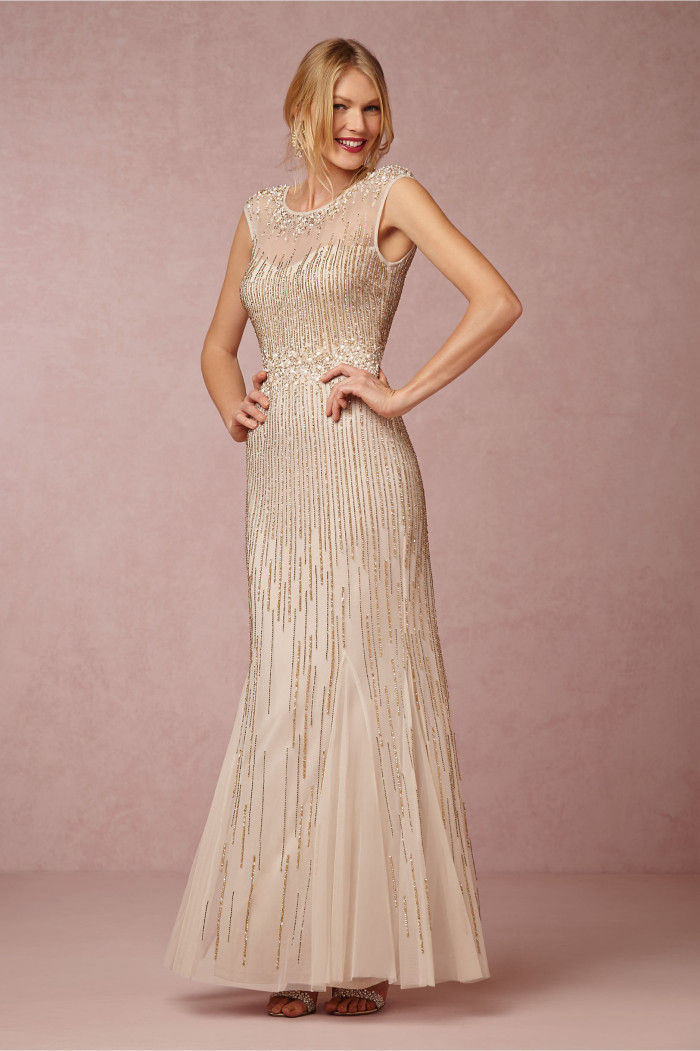 'Emeline' Sequin and tulle gold gown