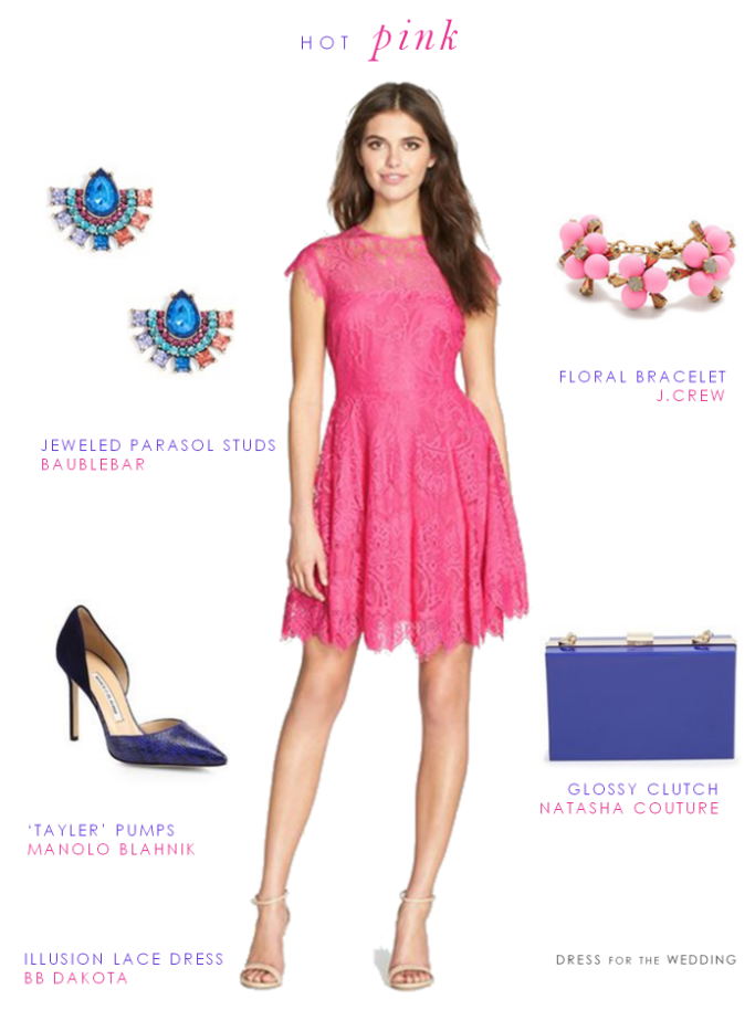 Pink wedding guest outfit