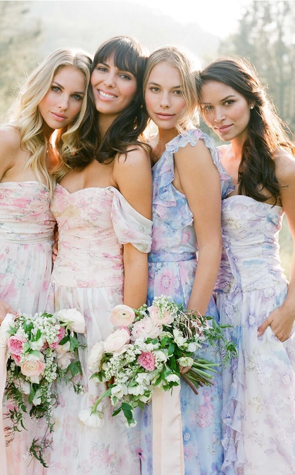 floral gowns for bridesmaids
