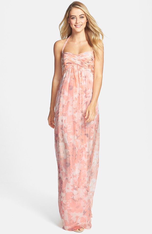 Amsale floral bridesmaid dress