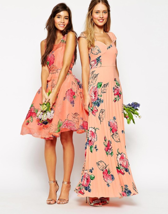 Coral floral dresses