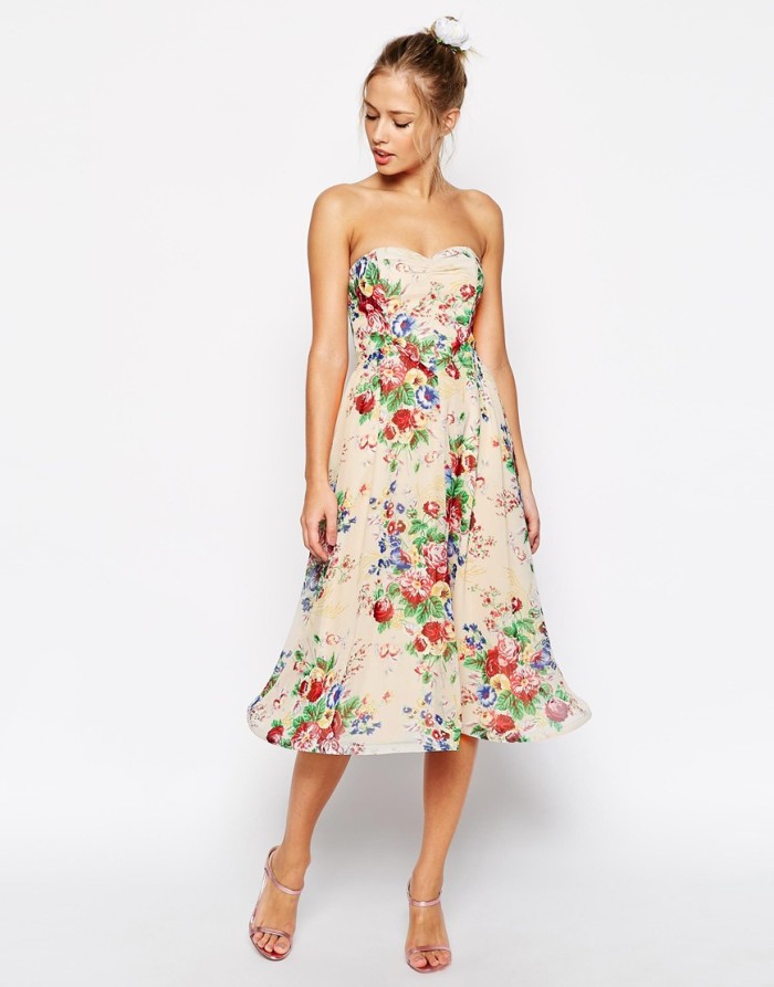 Neutral floral bridesmaid dress