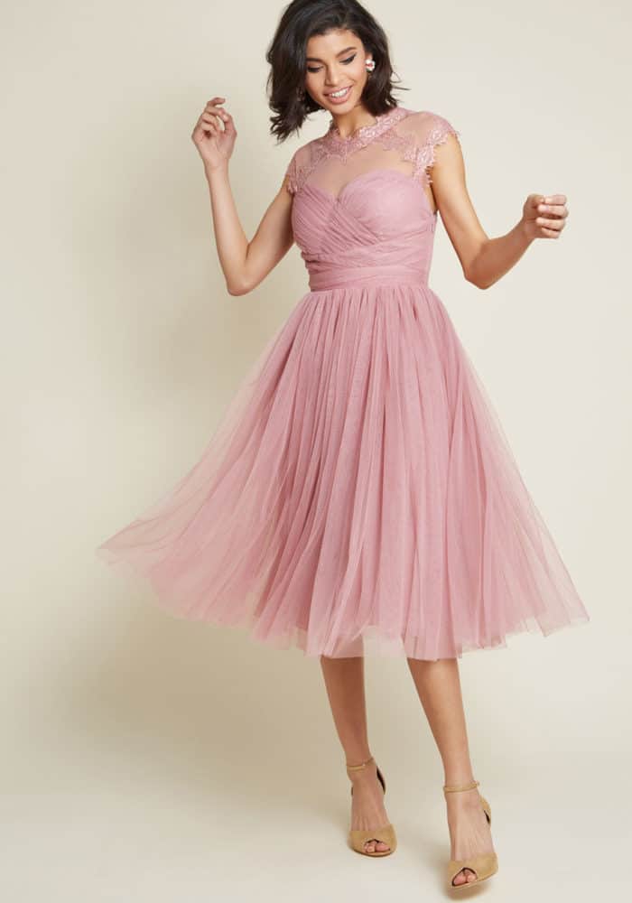 pink semi formal wedding guest dress