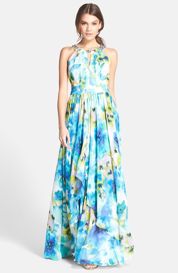 Blue floral maxi dress