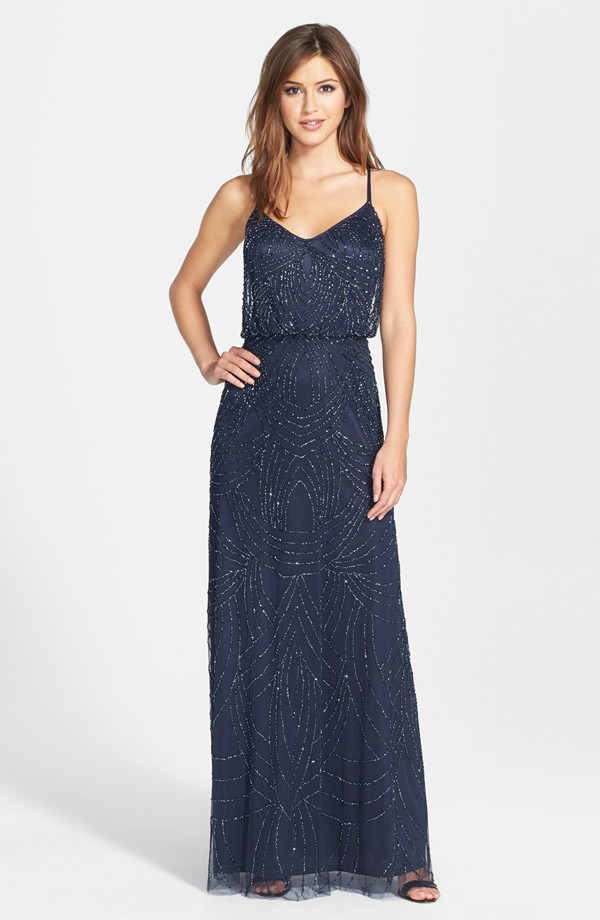 Navy Blue Beaded Dress for a Wedding