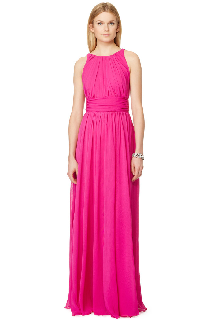 Bright pink full length gown