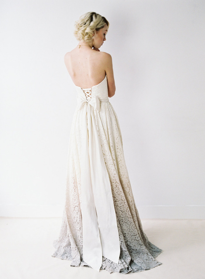 Dip dyed lace wedding dress Truvelle