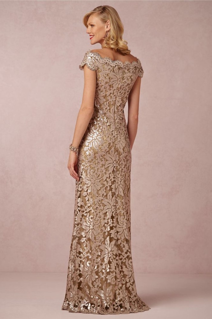 Gold lace and sequin gown