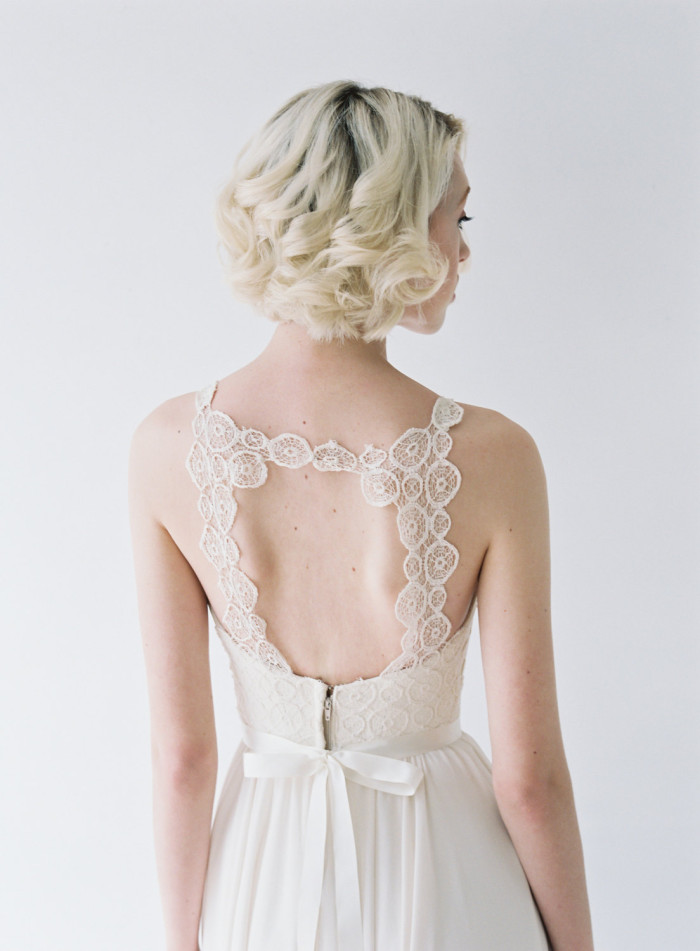 Lace back detail on Truvelle Wedding dress