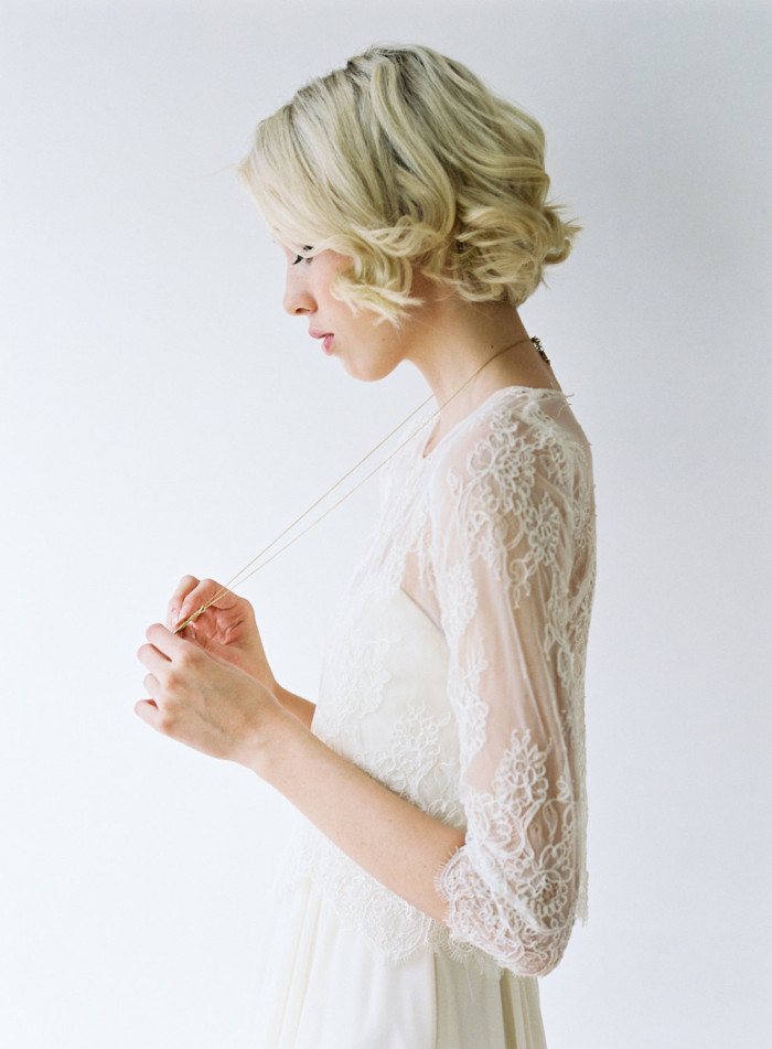 Lace long sleeve detail Klara gown by Truvelle