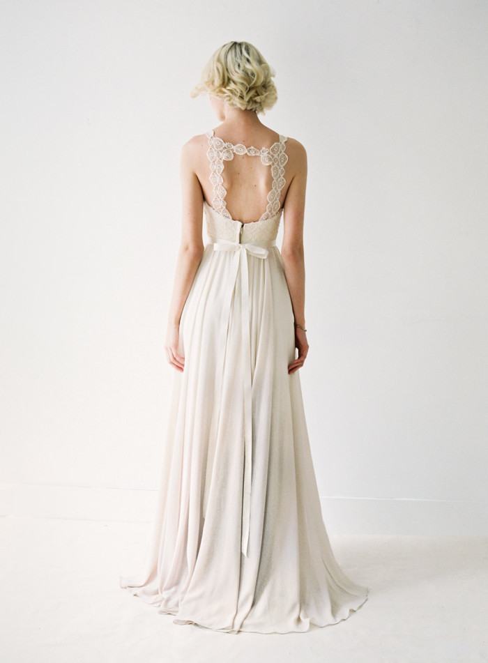Medallion lace back wedding gown by Truvelle Berkeley