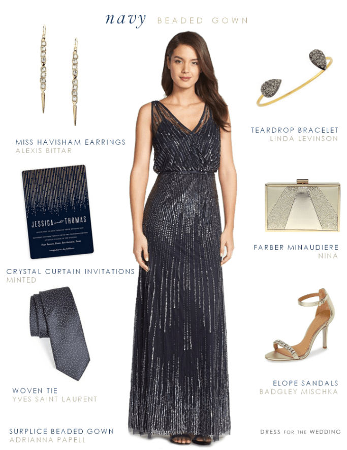 Navy Blue Beaded Dress for a Wedding