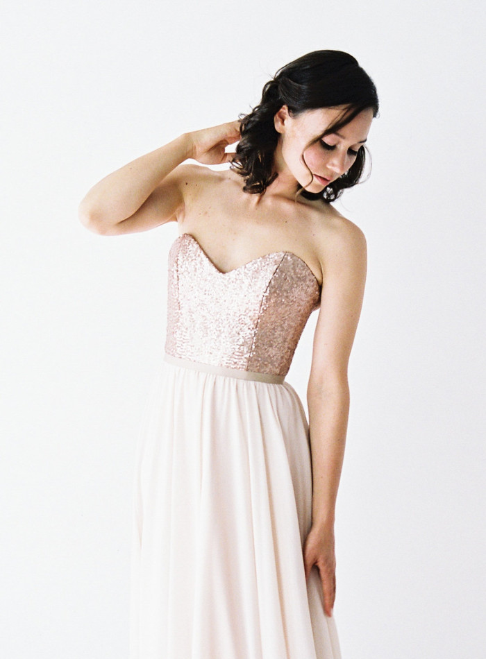 Strapless sequin wedding dress Rochelle by Truvelle