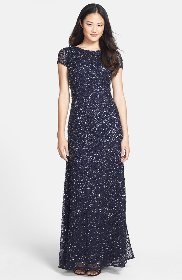 Navy Blue Beaded Dress for a Wedding