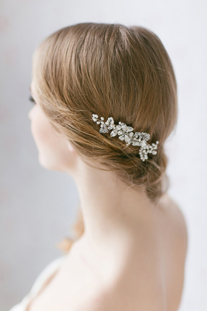 Crystal and Pearl Accented Hair Comb Lavender by Jurgita 