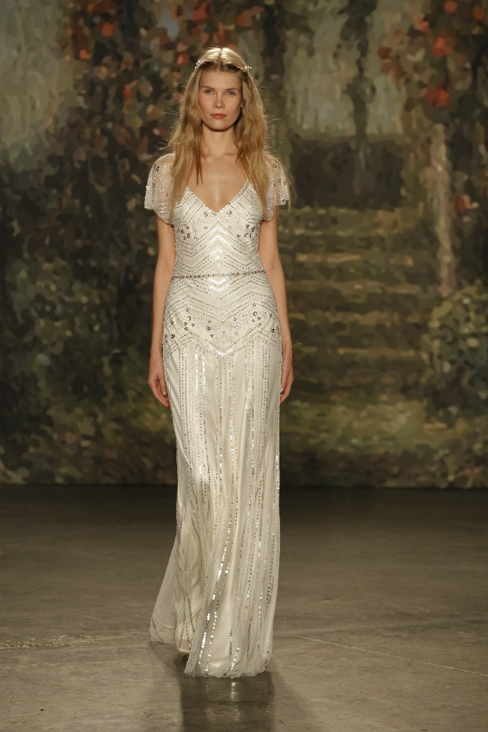 Embellished short sleeve bridal gown by Jenny Packham 2016