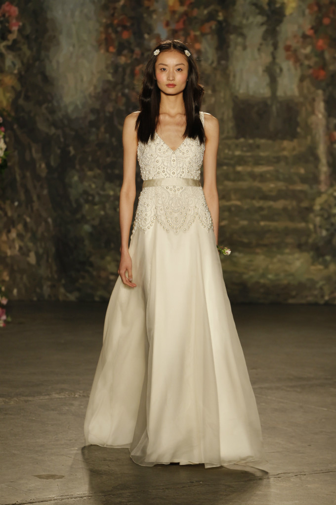 Beautifully embellished v-neck wedding dress by Jenny Packham