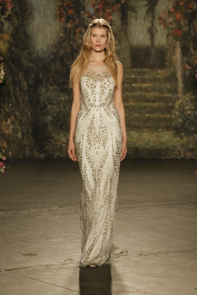 Gold beaded wedding dress by Jenny Packham 