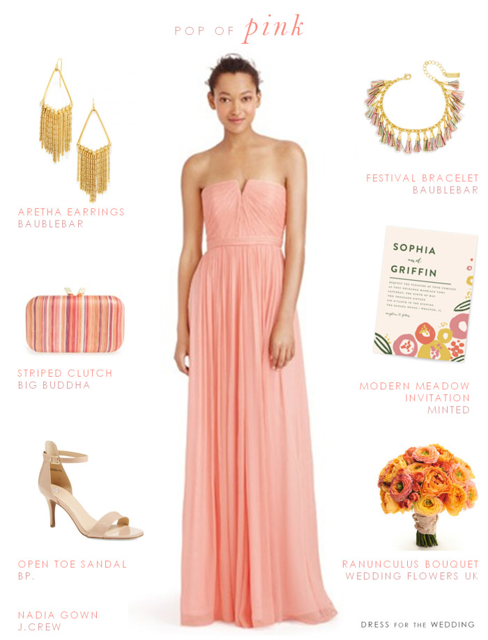 Long coral chiffon gown