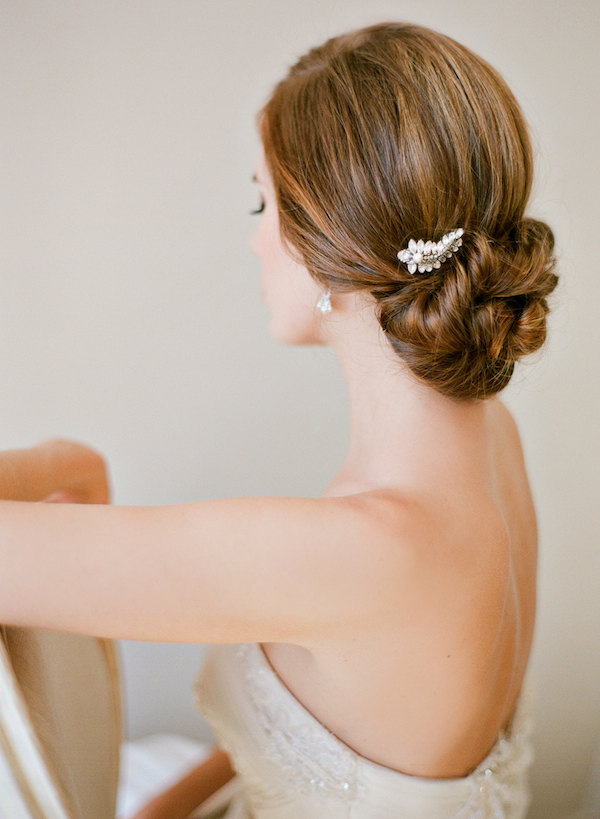 Gorgeous bridal updo with elegant comb by Percy Handmade | Photographed by Jemma Keech
