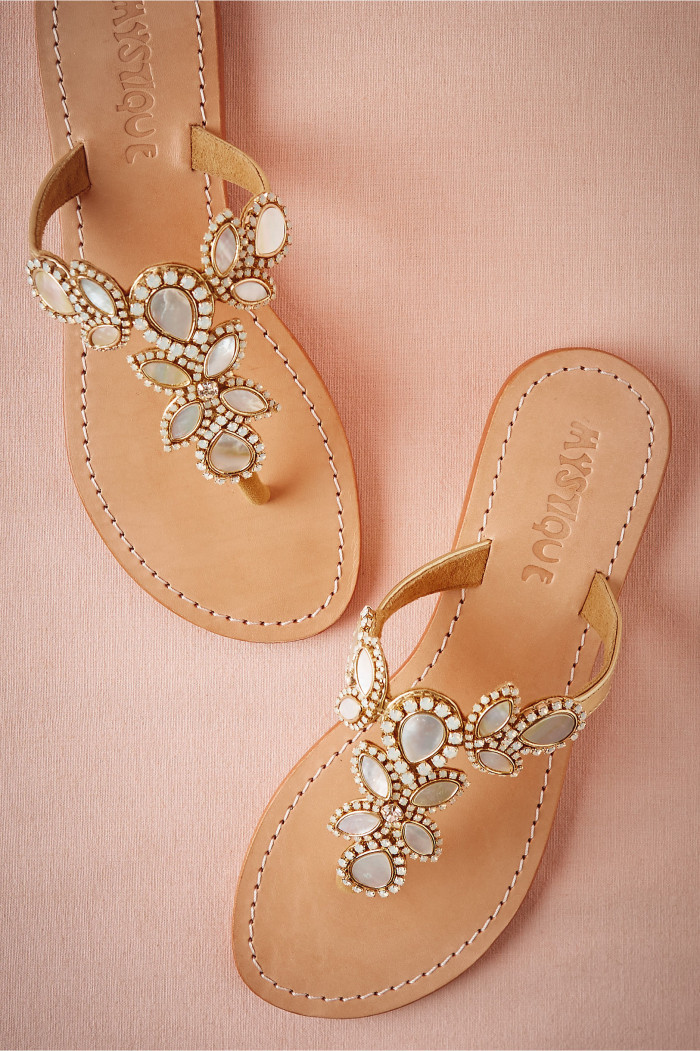 Opal embellished sandals for beach weddings from BHLDN