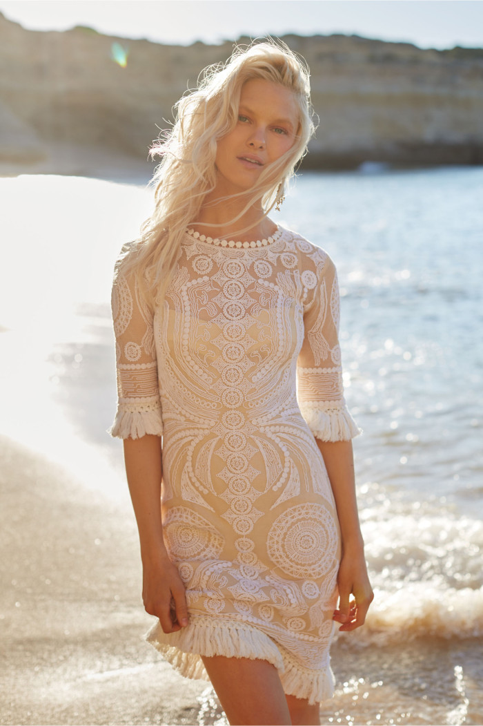 Short beach wedding dress with sleeves |BHLDN