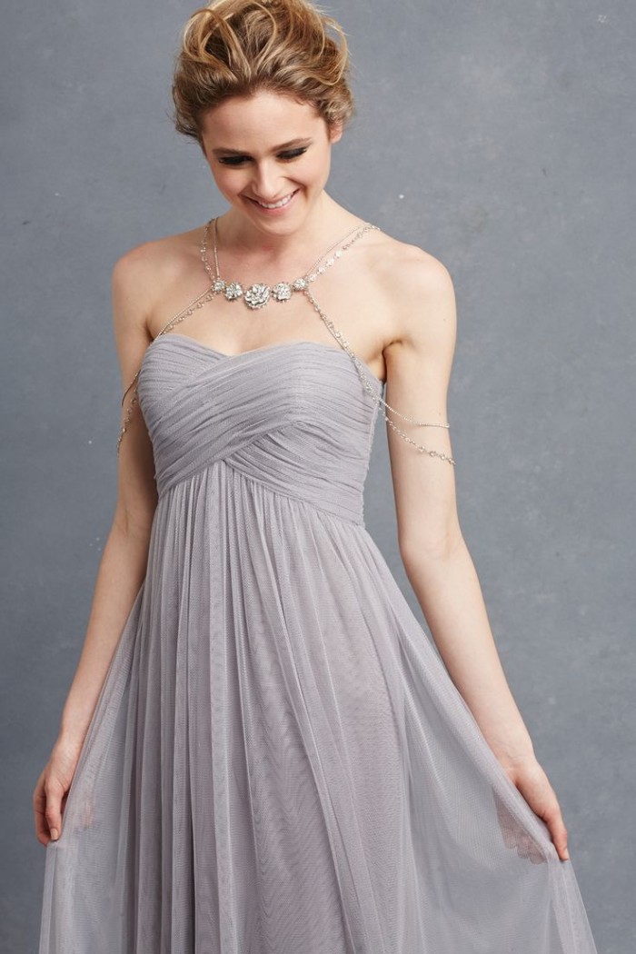 Grey bridesmaid dress detail