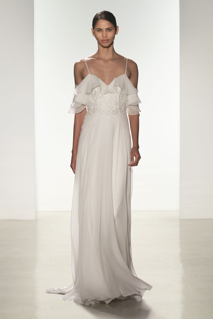 Ruffled chiffon wedding dress | 'Mabel' by Christos 