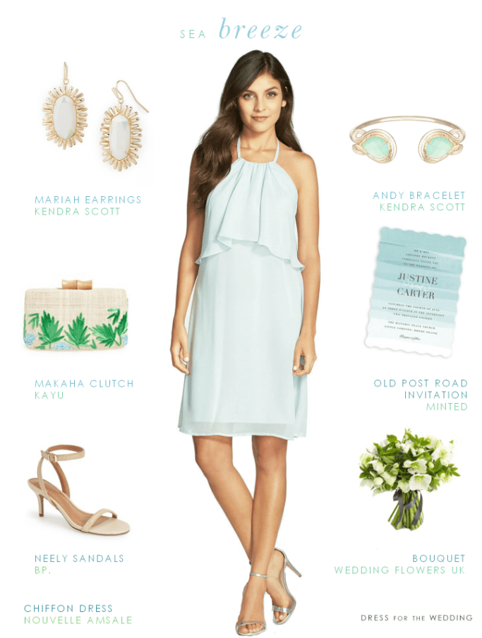 Short Blue Chiffon Dress Beach Bridesmaid Look