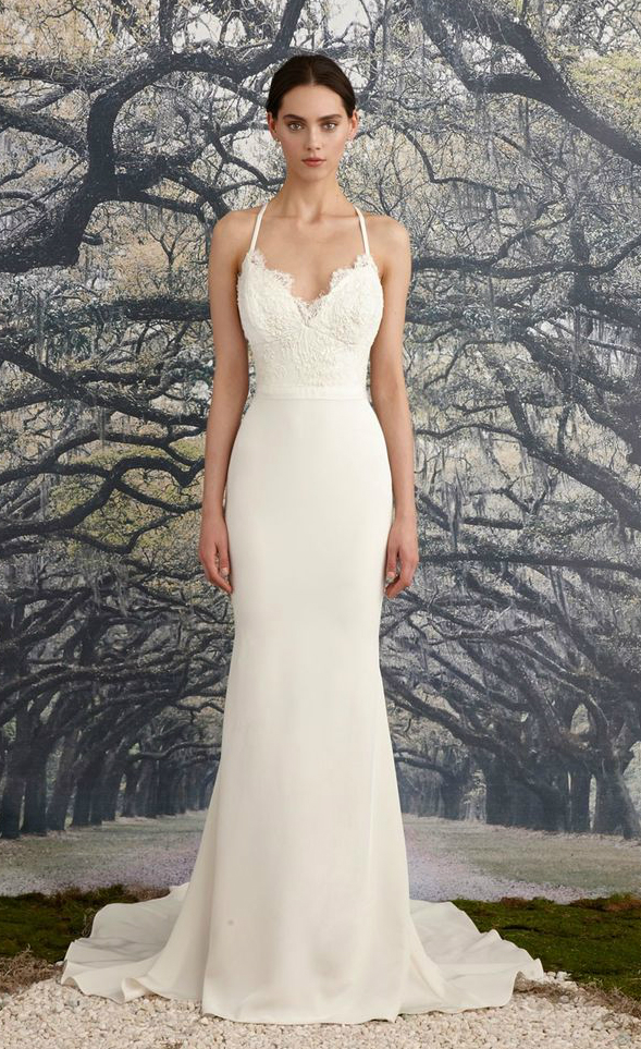 Simple lace wedding dress with straps | Blake by Nicole Miller