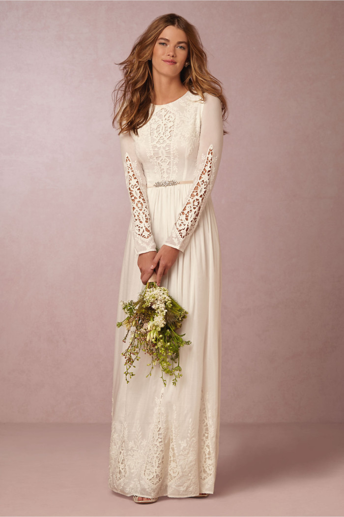 Long Sleeve wedding dress for a beach wedding | McKenna Dress BHLDN