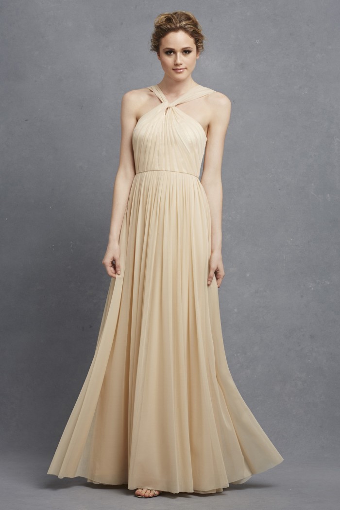 Full length neutral bridesmaid dress ' Ava' by Donna Morgan