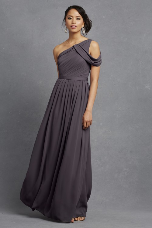 Romantic charcoal gray bridesmaid dress | Chloe by Donna Morgan