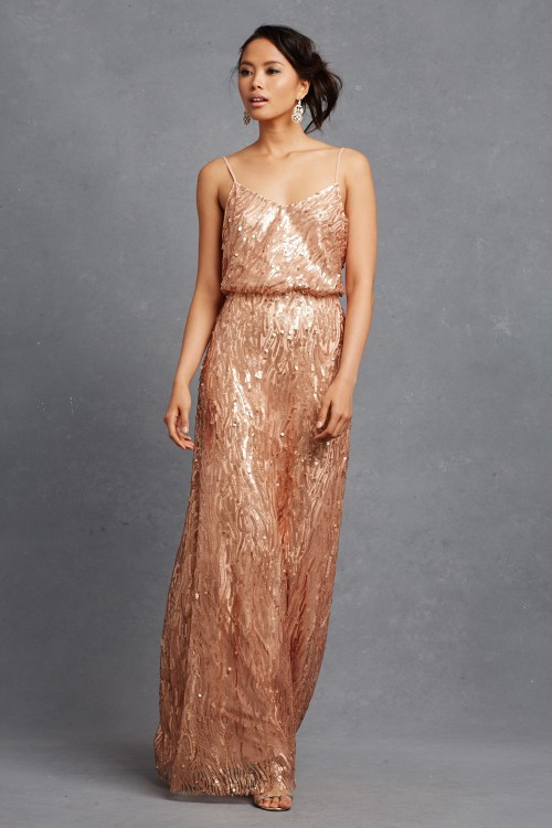 Rose gold sequin bridesmaid dress | 'Courtney' by Donna Morgan