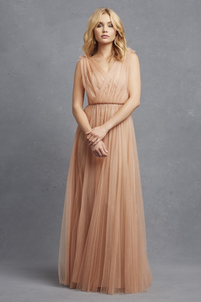 Emmy in soft blush color by Donna Morgan