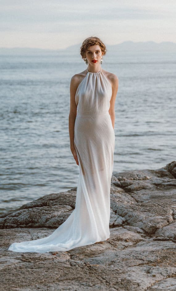 Sheer beach wedding dress