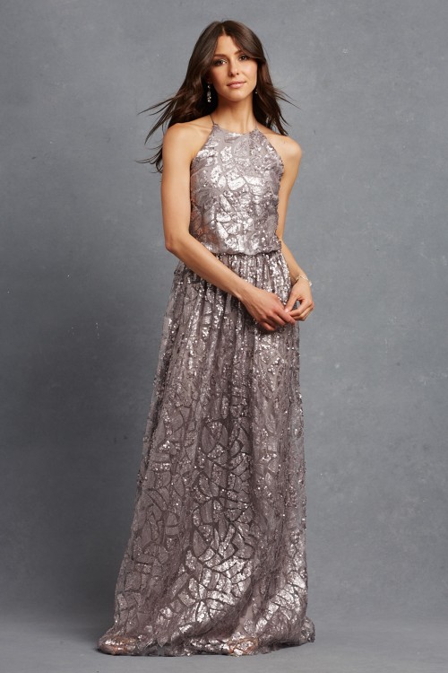 Metallic bridesmaid dress 'Tiffany' in Grey Ridge by Donna Morgan