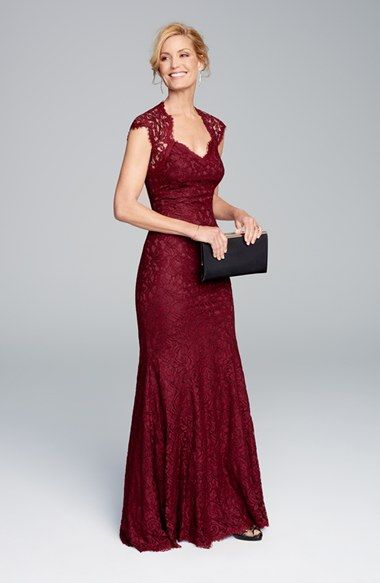 burgundy lace mother of the bride gown