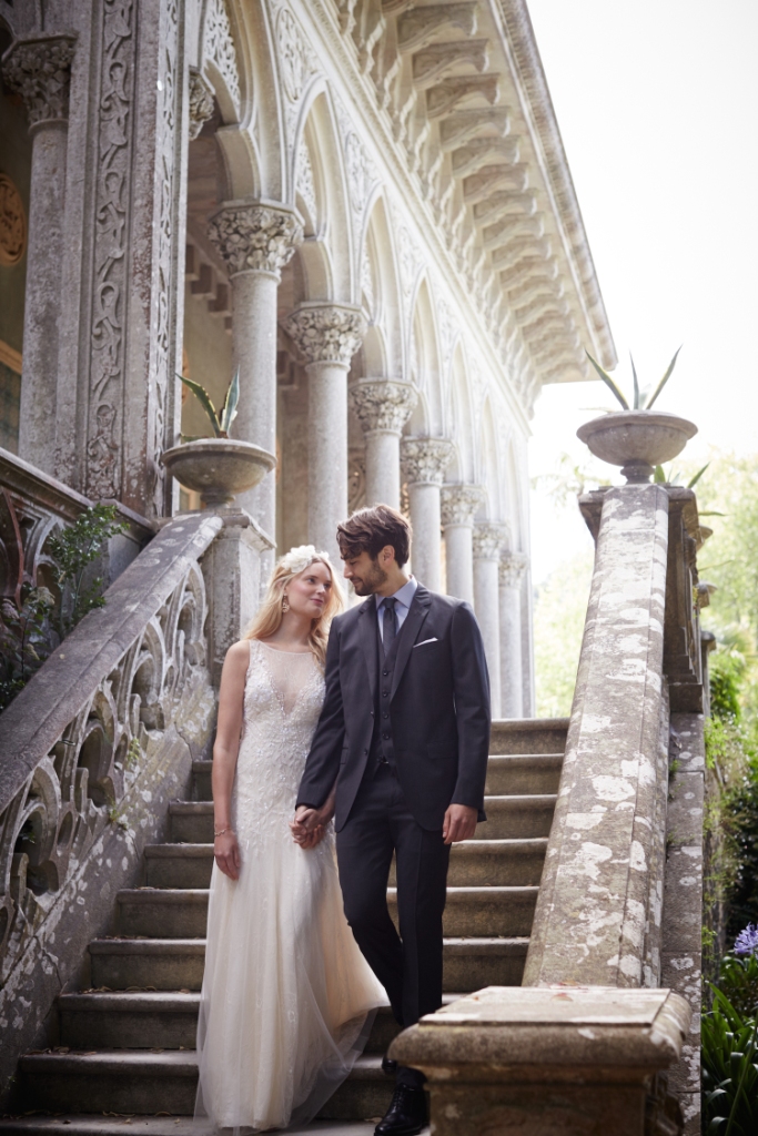 Illusion neckline ivory wedding dress | Josina by BHLDN