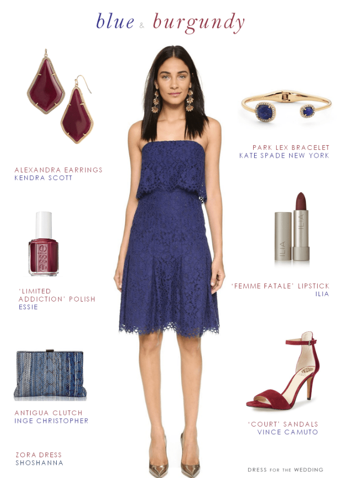 Blac lace strapless dress and burgundy Accessories