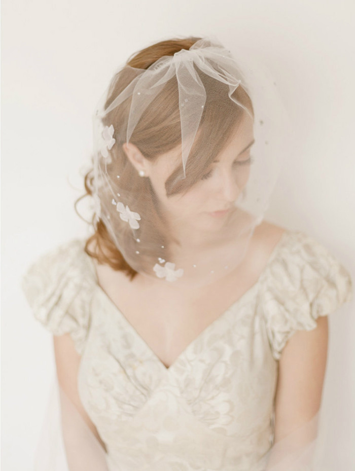 Romantic birdcage blusher wedding veil by Erica Elizabeth Designs on Etsy