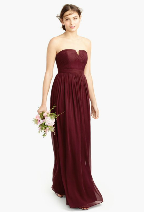 Burgundy bridesmaid gown from J. Crew Fall 2015