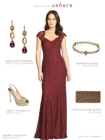 Burgundy lace formal gown