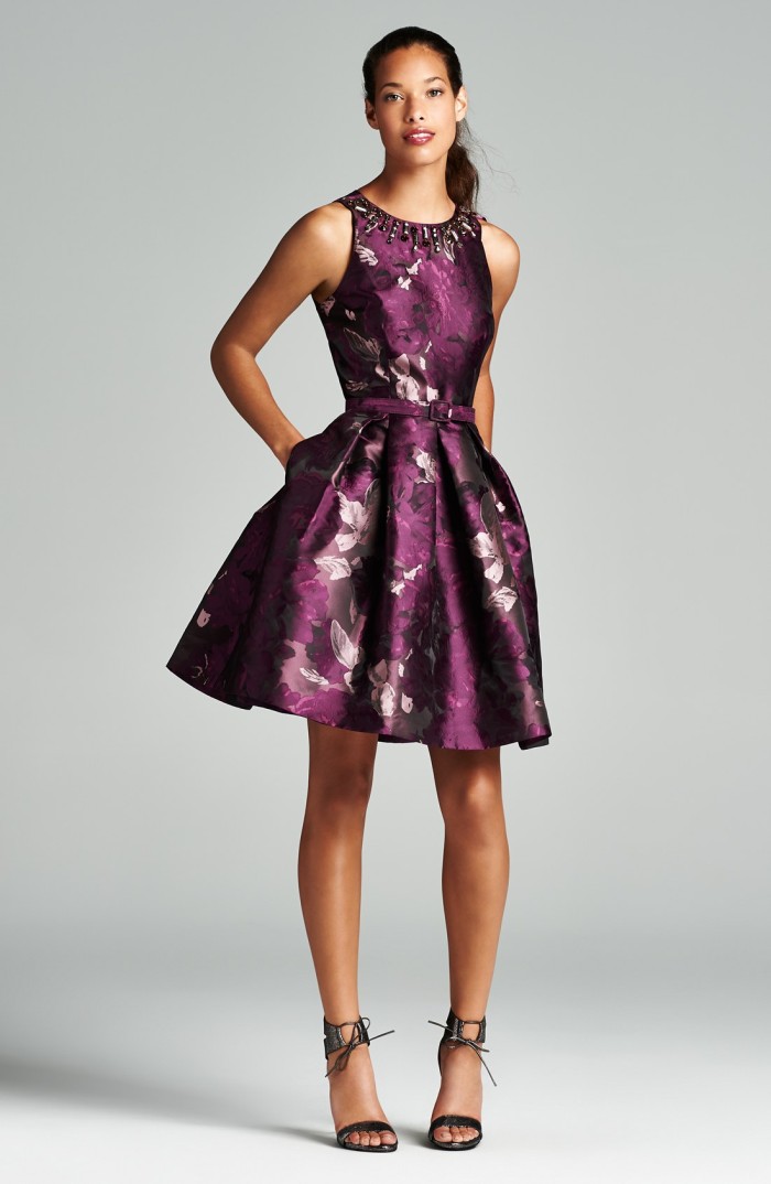 Purple dress for fall wedding guest | Semi-formal fall wedding guest dress