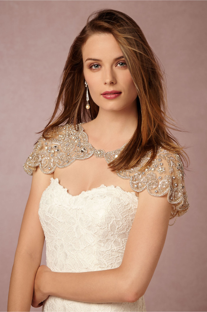 Embellished bridal capelet from BHLDN