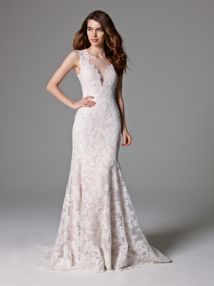 V neck lace wedding gown | 'Ashland' by Watters
