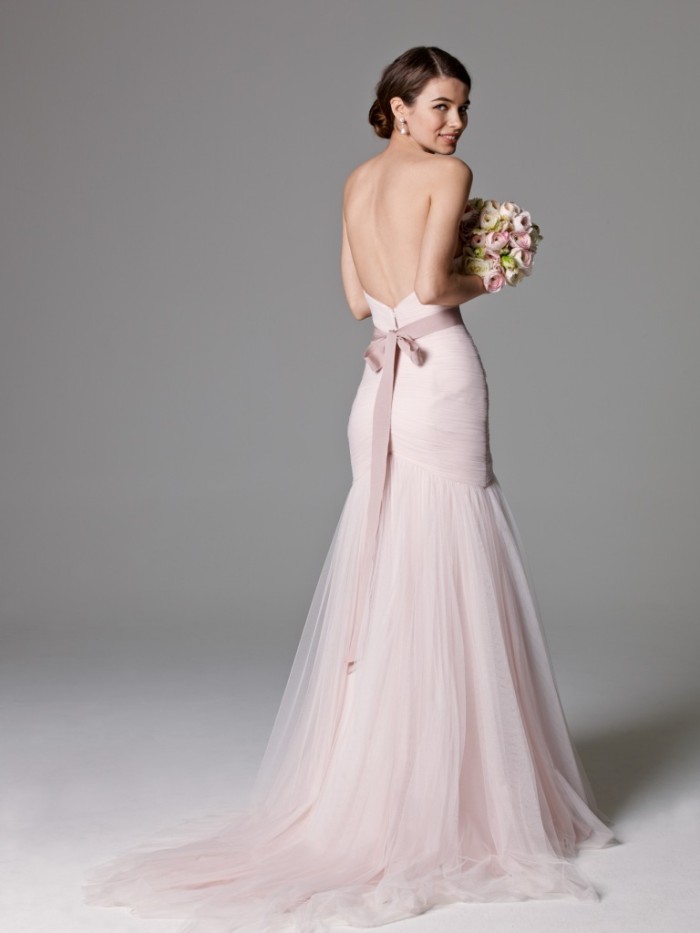 Pink strapless wedding dress| 'Murphy' by Watters