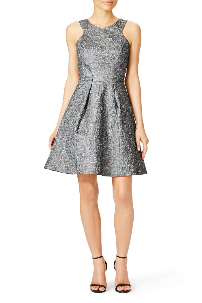 Metallic gray fit and flare dress | Fall 2015 Wedding Guest Dress Ideas